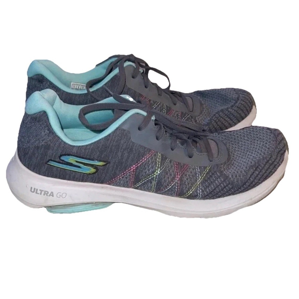 Skechers Go Run Ultra Go Women's Sz 11 Running Athletic Shoes gray teal